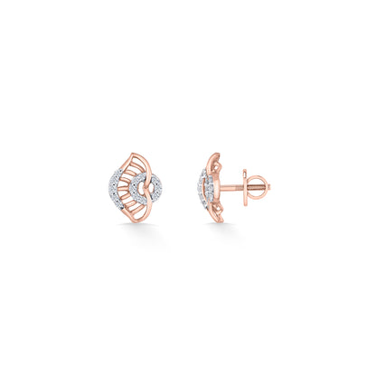 Gleaming Vortex Rose Gold Stud Diamond Earring For Woman