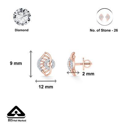 Gleaming Vortex Rose Gold Stud Diamond Earring For Woman