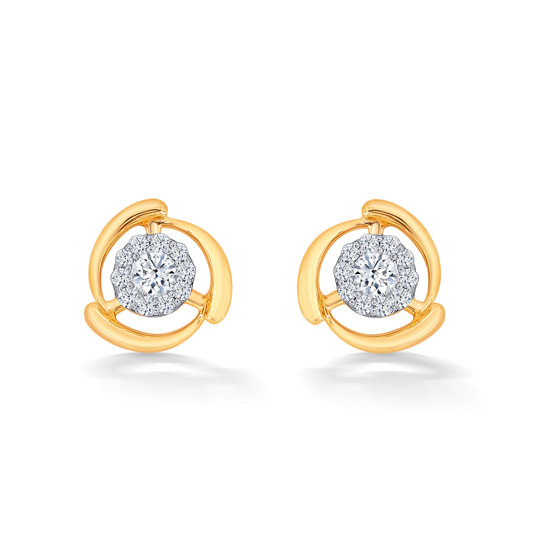 Standout Yellow Gold & Diamond Stud Earring For Women