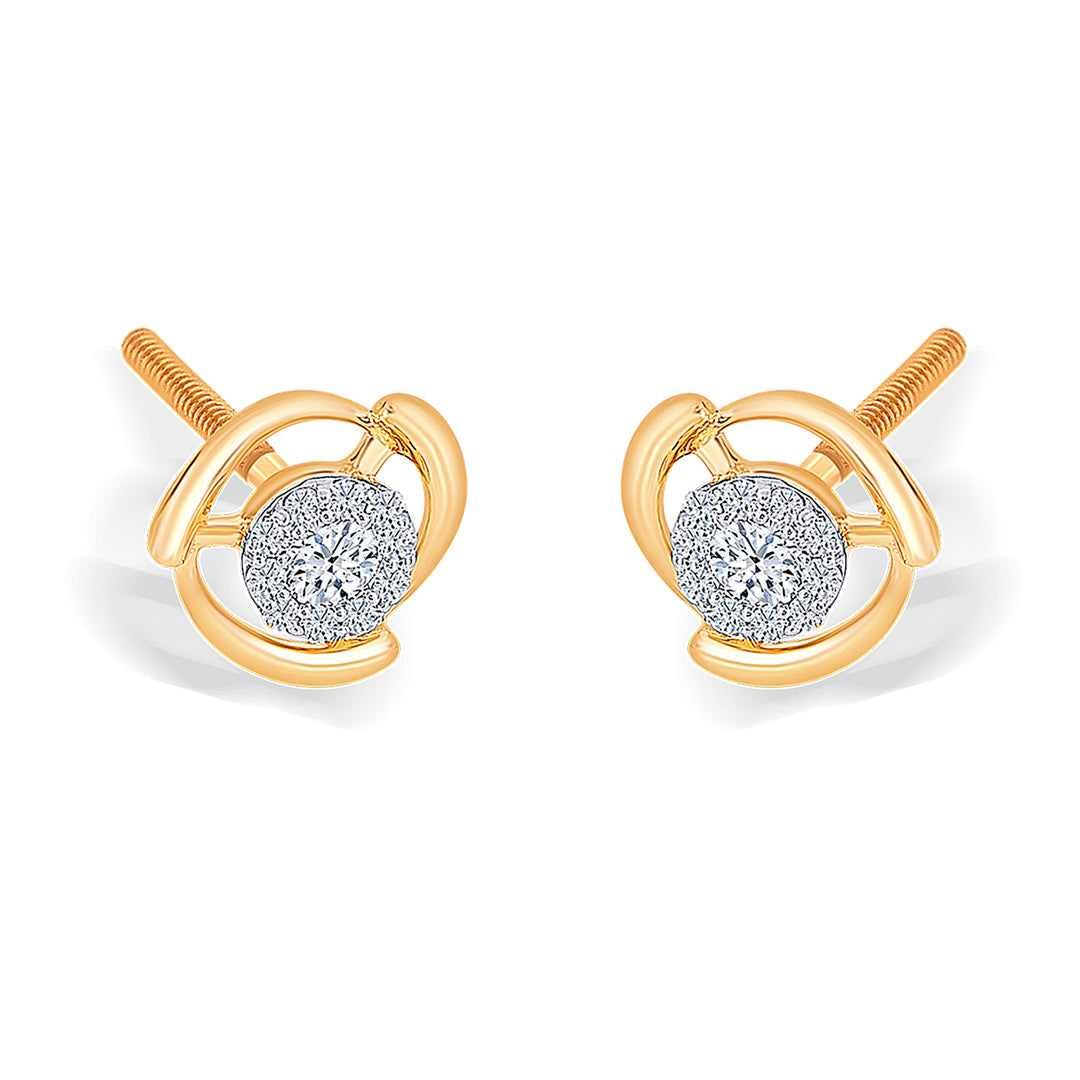 standout yellow gold & diamond stud earring for women