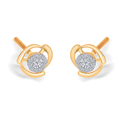 Standout Yellow Gold & Diamond Stud Earring For Women