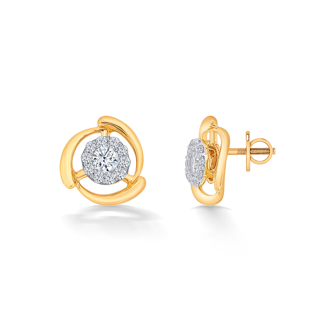 standout yellow gold & diamond stud earring for women