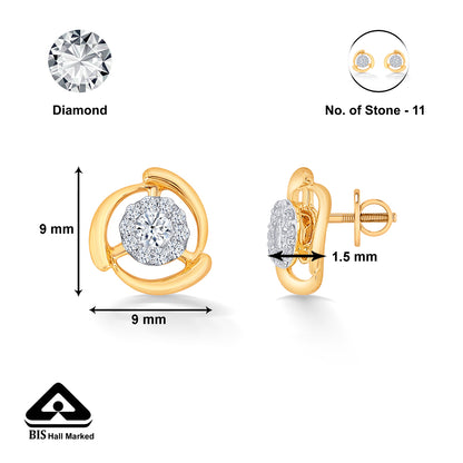 Standout Yellow Gold & Diamond Stud Earring For Women