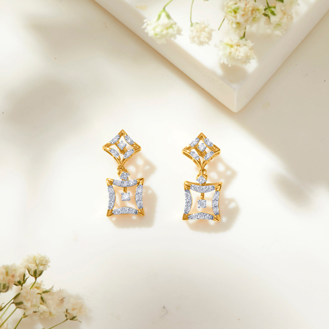 twilight tesseract gold & diamond earring