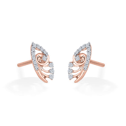 Blossom Veil Rose Gold Stud Diamond Earring For Woman