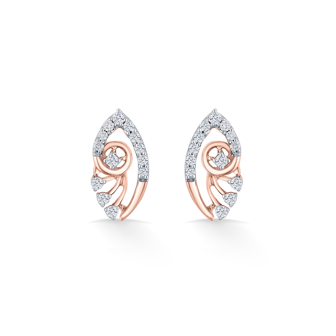 blossom veil rose gold stud diamond earring for women