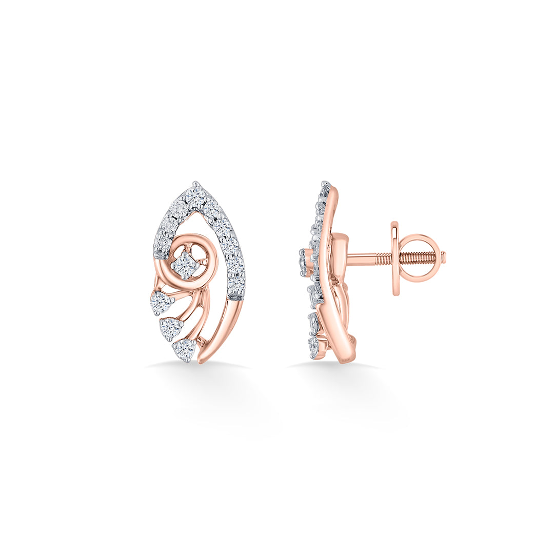 blossom veil rose gold stud diamond earring for woman