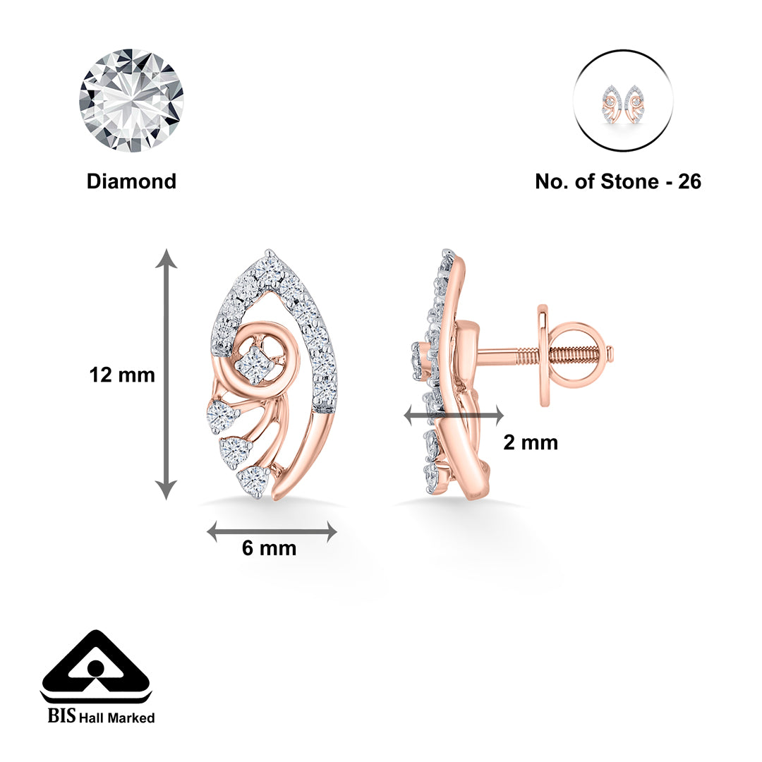 blossom veil rose gold stud diamond earring for woman