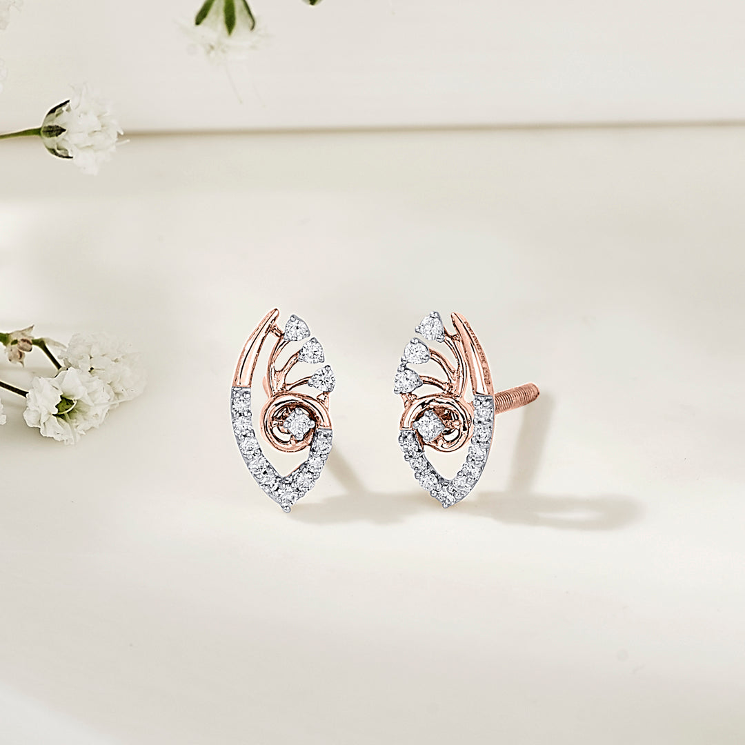 Blossom Veil Rose Gold Stud Diamond Earring For Women