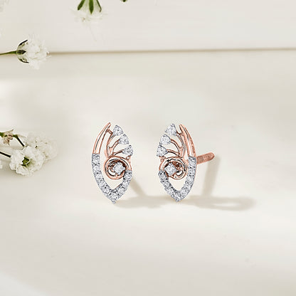 Blossom Veil Rose Gold Stud Diamond Earring For Woman