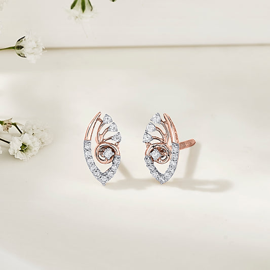 Blossom Veil Rose Gold Stud Diamond Earring For Woman