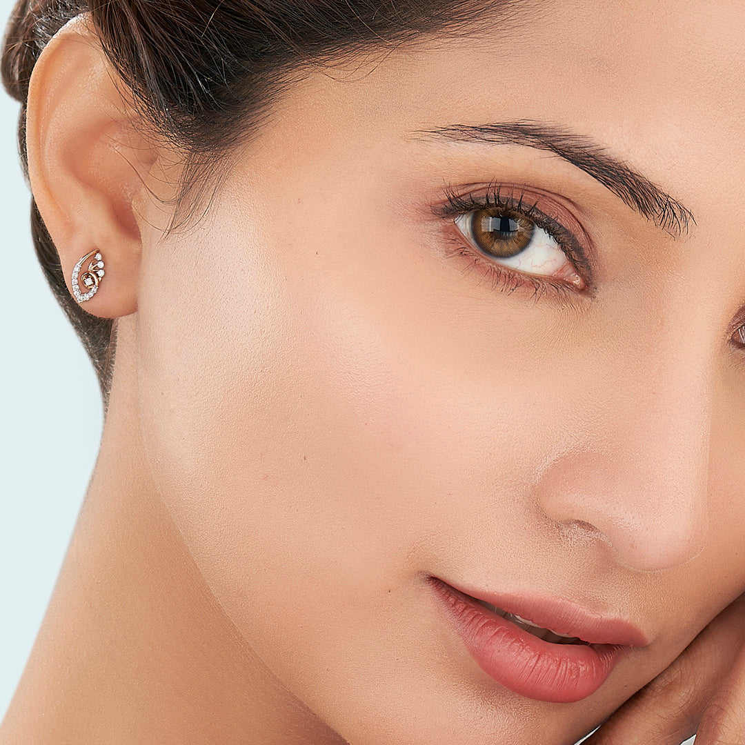 blossom veil rose gold stud diamond earring for woman