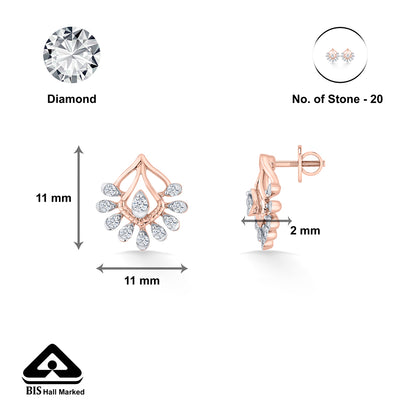 Crystal Canopy Rose Gold Stud Earring for Woman
