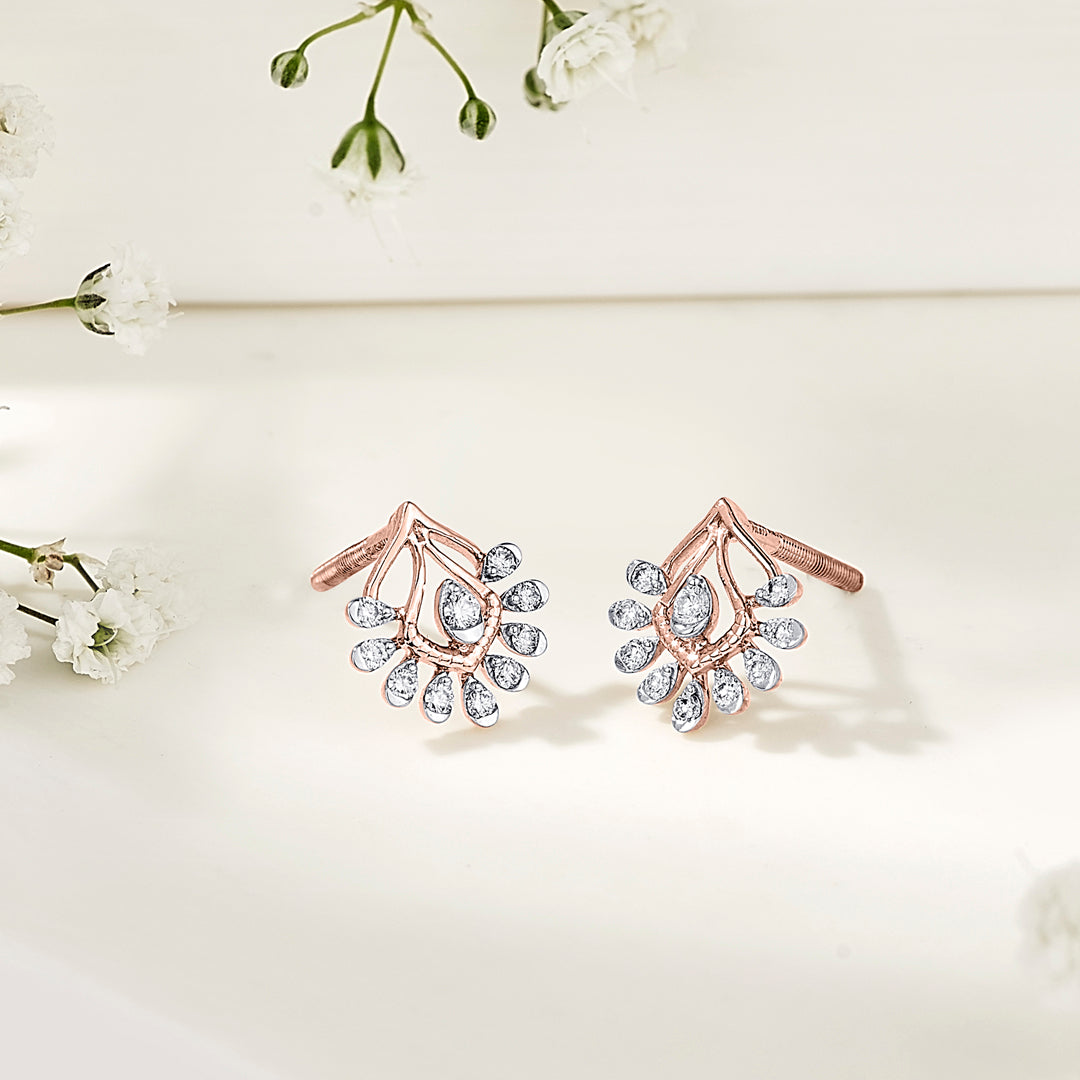 crystal canopy rose gold stud earring for woman