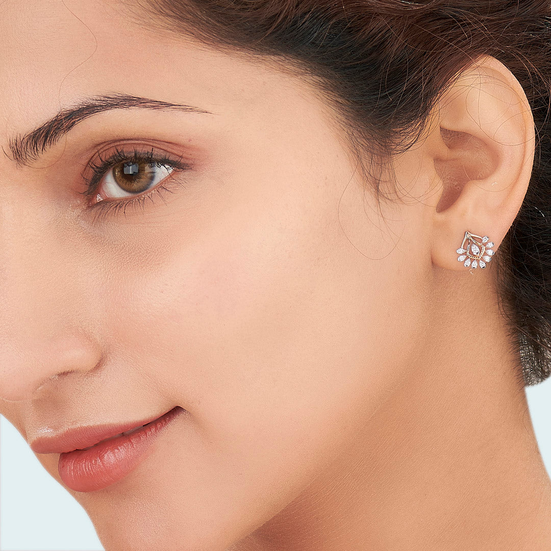 crystal canopy rose gold stud earring for woman