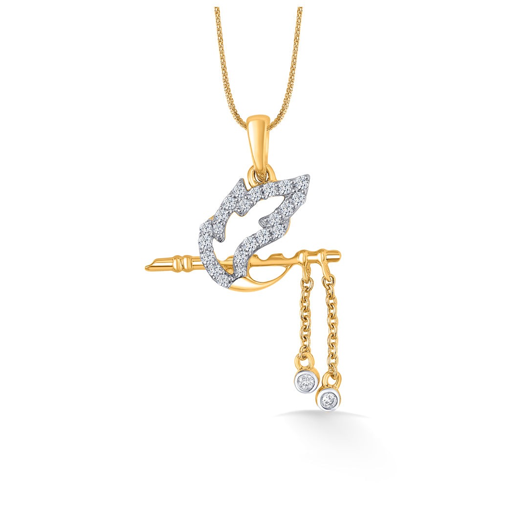 Vrindavan Melody Classic Gold and Diamond Pendant for Women