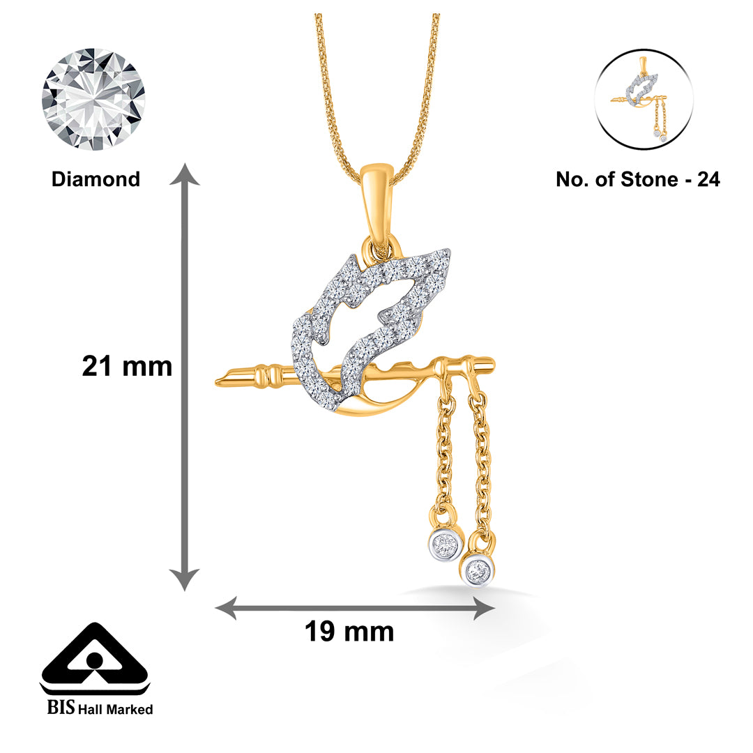 vrindavan melody classic gold and diamond pendant for women