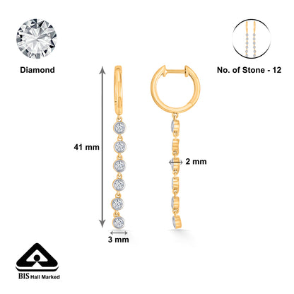Sequenced Gold & Diamond Earring For Women