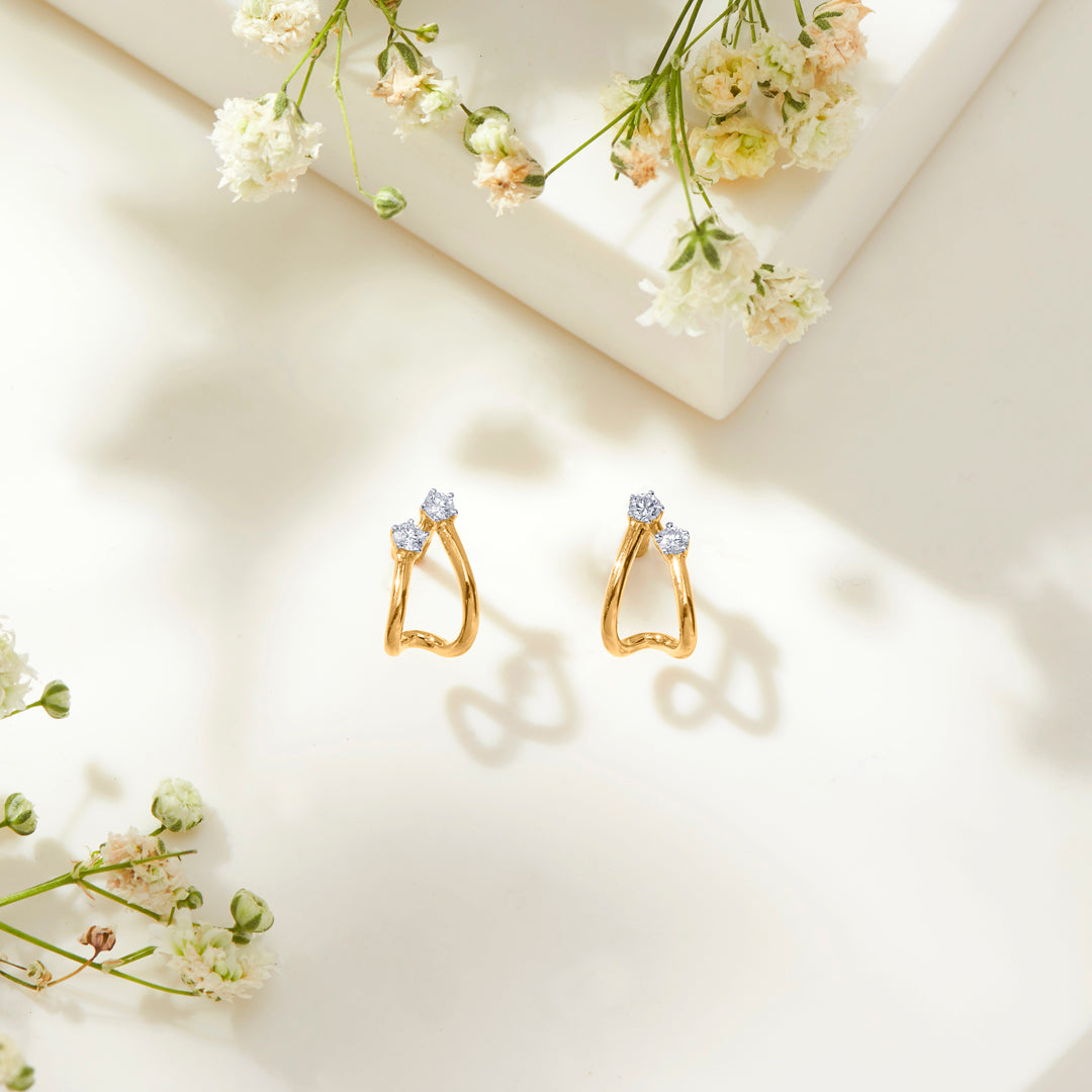 radiant gold & diamond earring for women