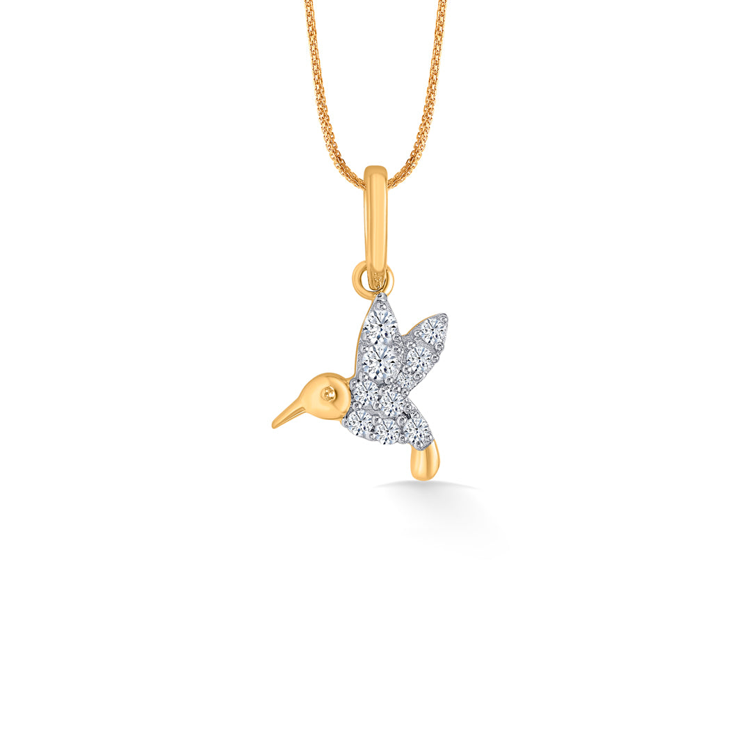 Bird Charm Classic Gold and Diamond Pendant for Women