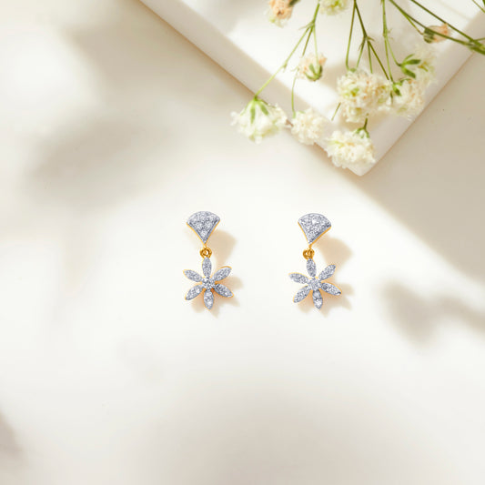 FLoral Gold & Diamond Earring For Women