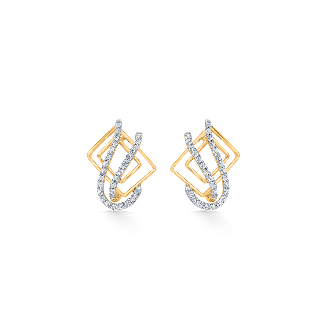 Modern Twist Gold & Diamond Earring For Women