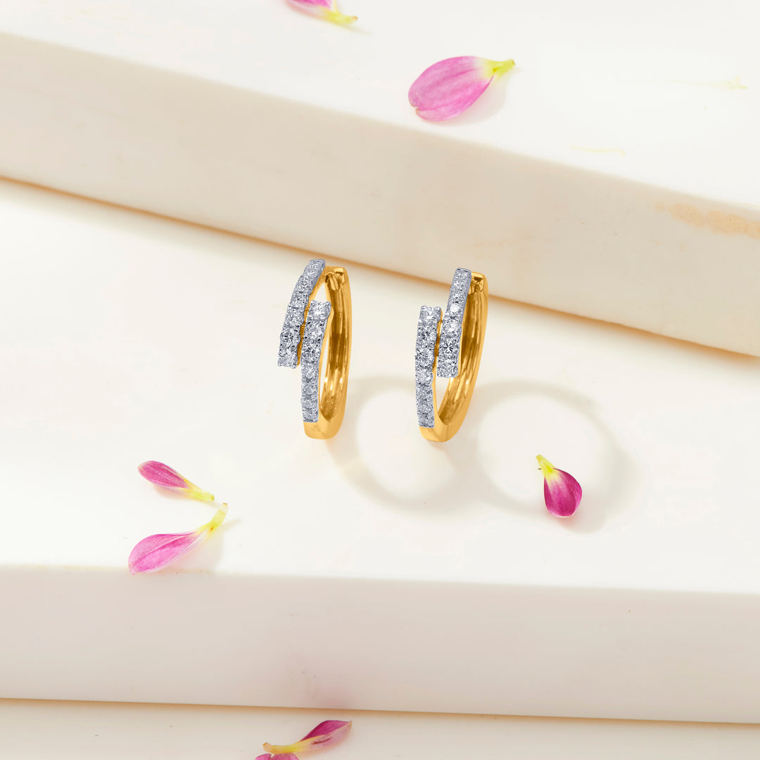 radiant circle gold & diamond earring for women