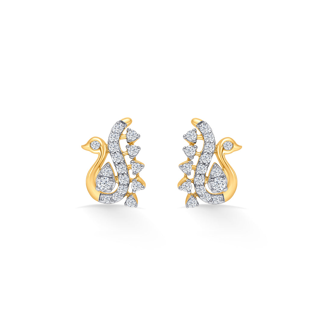 Peacock Gold & Diamond Earring For Women