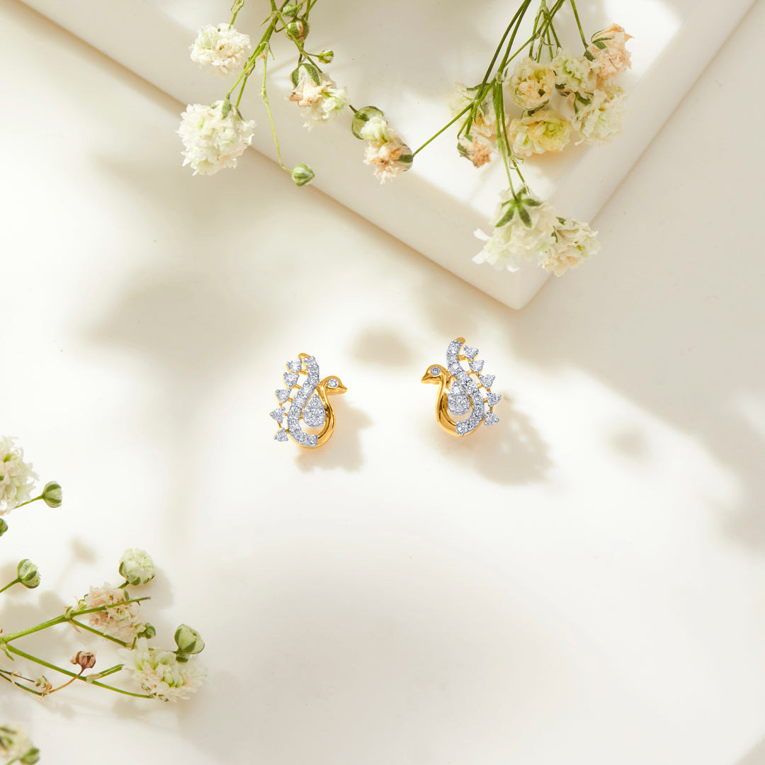 Peacock Gold & Diamond Earring For Women