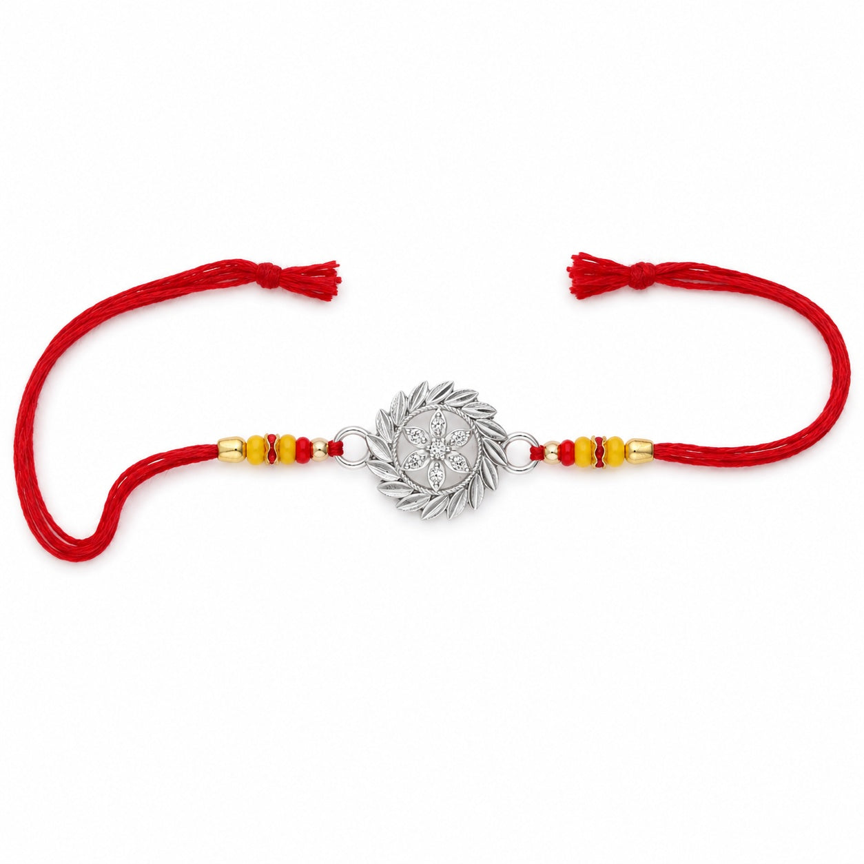 Crystal Bloom Silver Rakhi