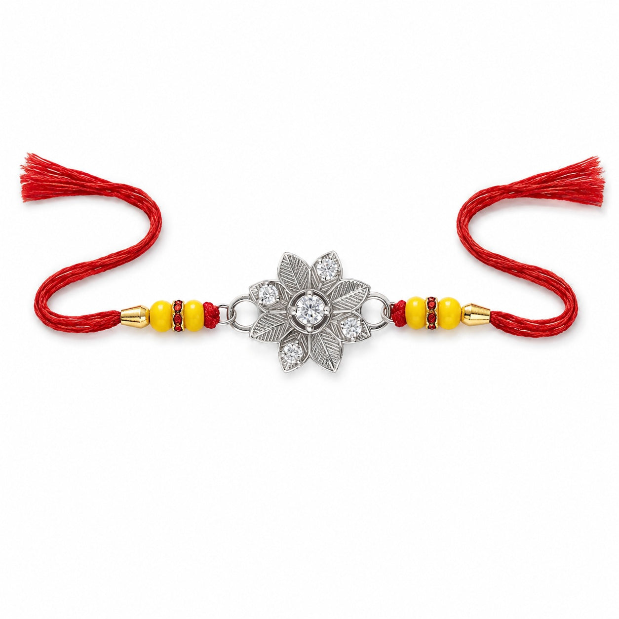 Floral Brilliance Silver Rakhi