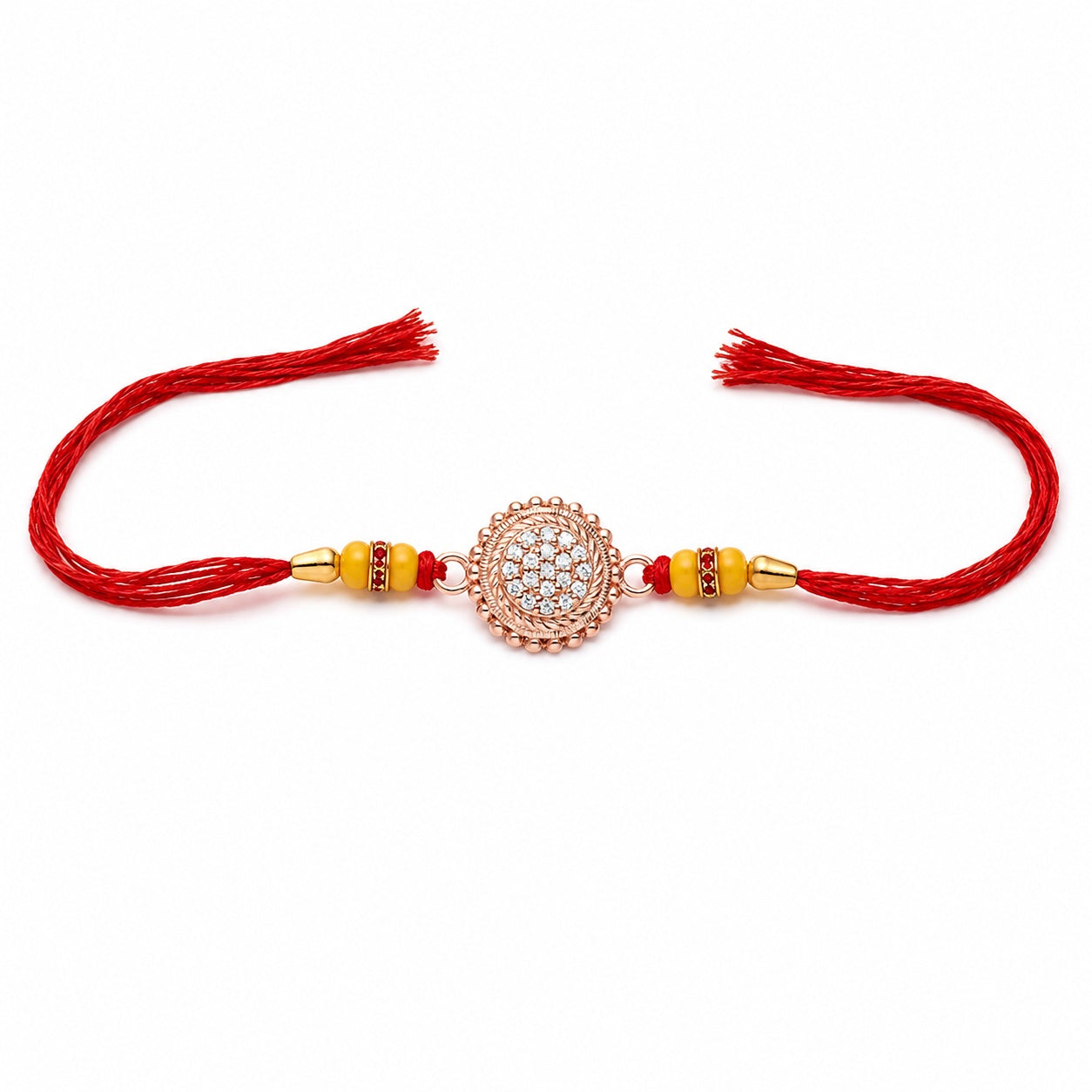 Sacred Circle Rose Gold Coated Silver Rakhi