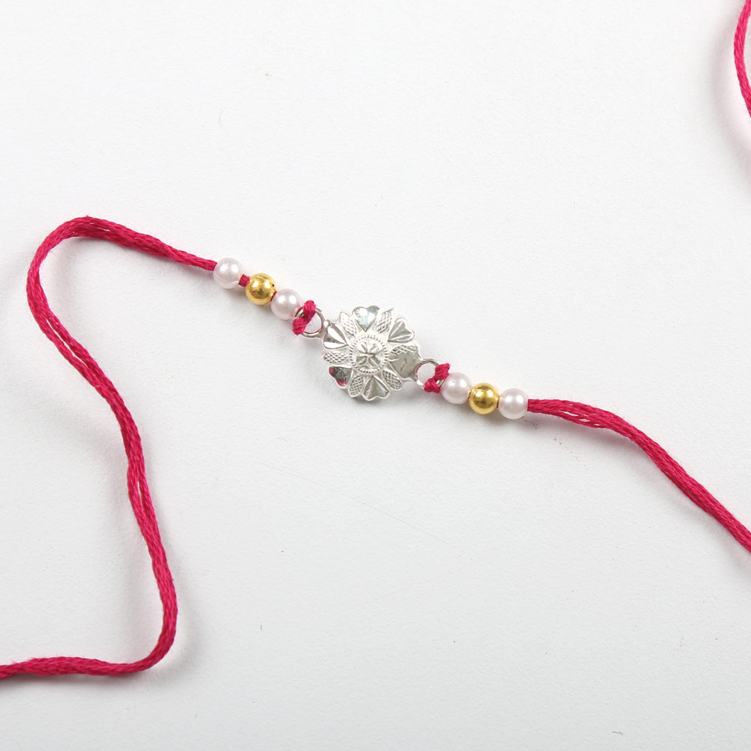 925 Silver Rakhi for Brother, Traditional Red Thread Rakhi