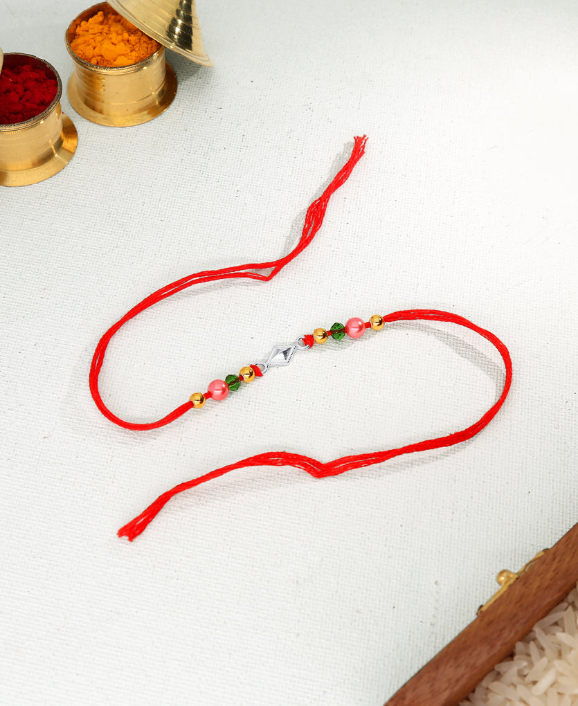 Diamond Shape Silver Rakhi Bracelet