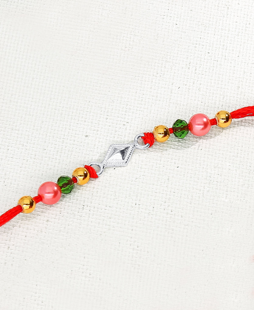 Diamond Shape Silver Rakhi Bracelet