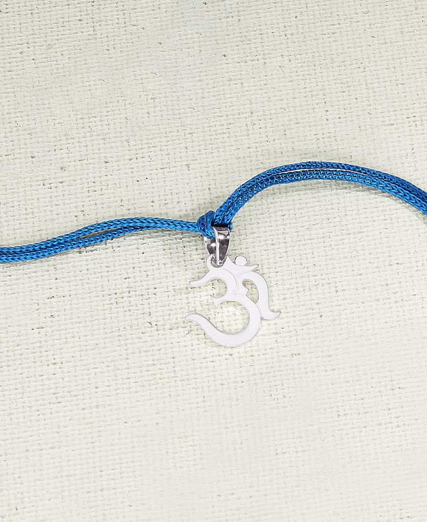 Om Pendant Silver Rakhi Bracelet