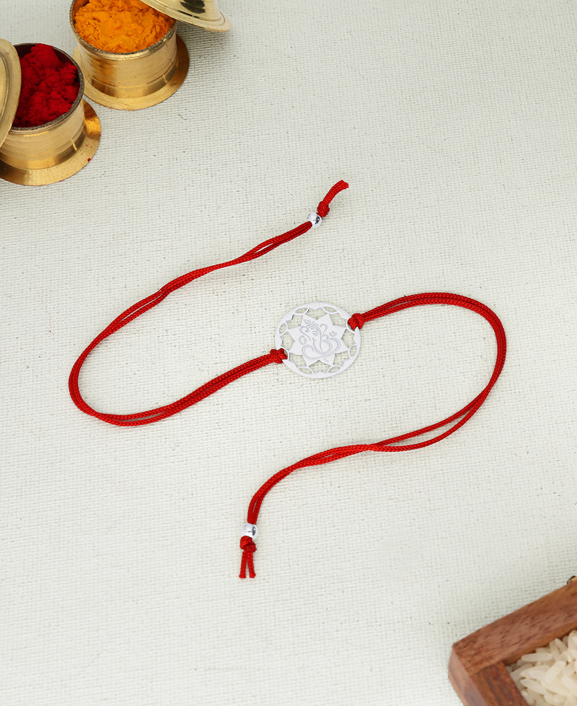 Ganesha Silver Rakhi Bracelet