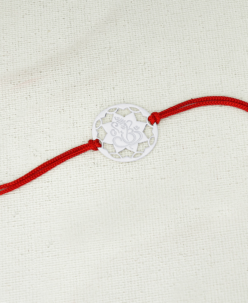 Ganesha Silver Rakhi Bracelet