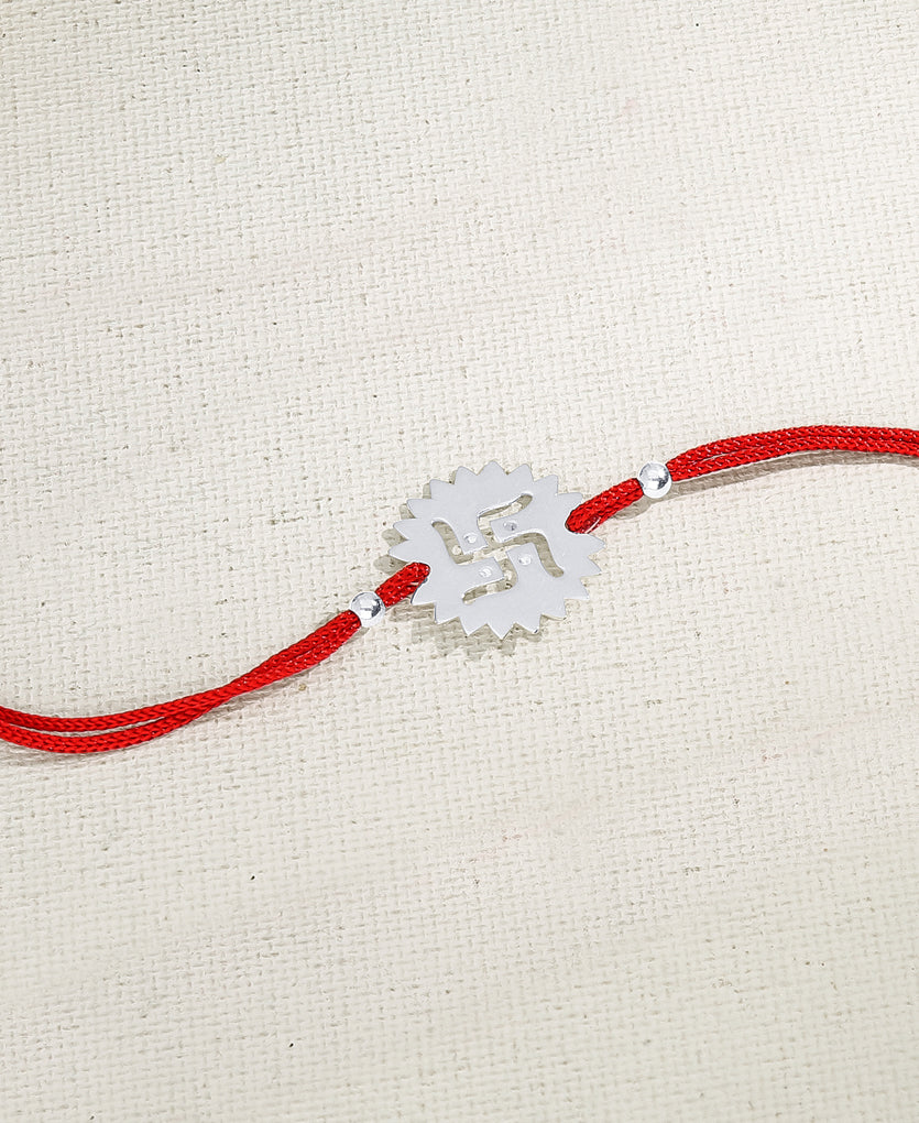 Swastik Silver Rakhi Bracelet