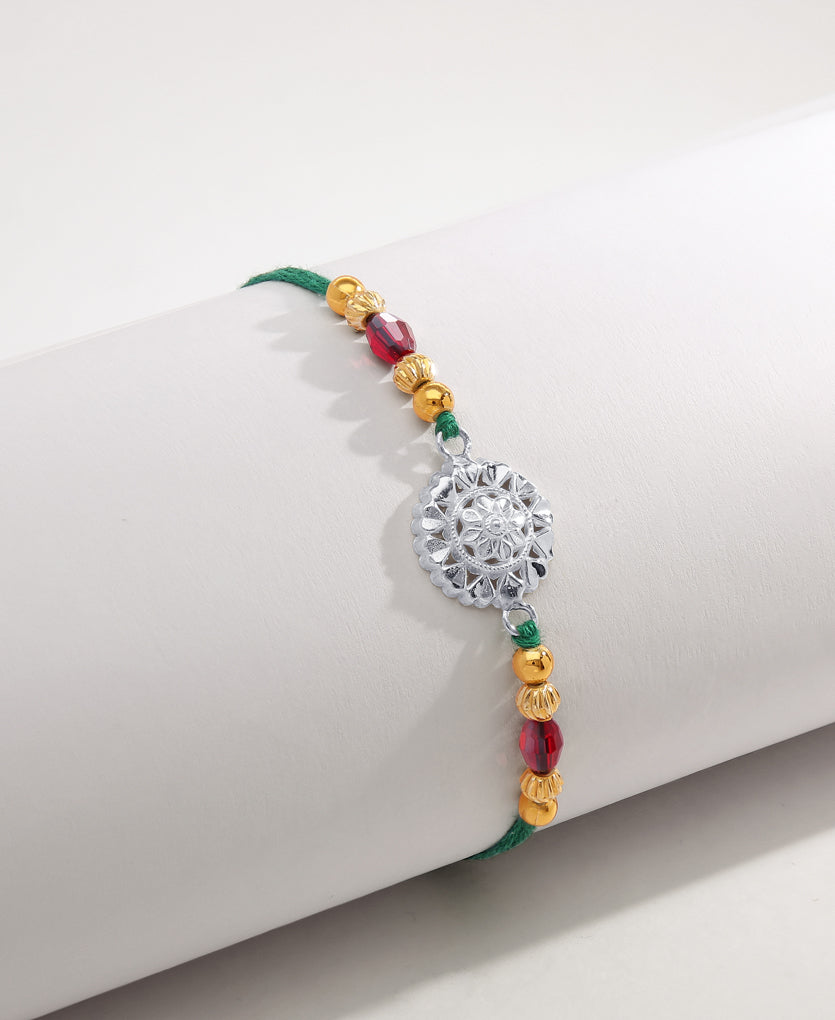 Petal Wheel Silver Rakhi Bracelet
