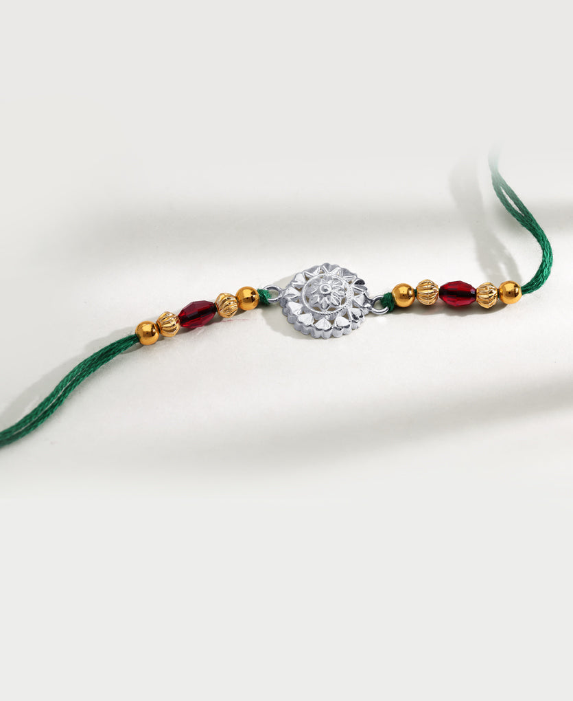 Petal Wheel Silver Rakhi Bracelet