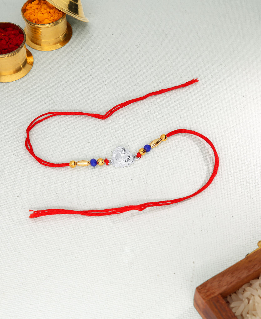 Holy Ganesha Silver Rakhi Bracelet