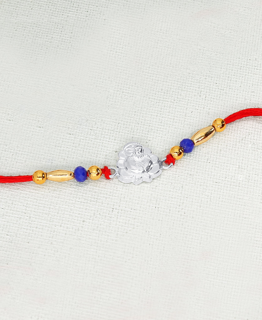Holy Ganesha Silver Rakhi Bracelet