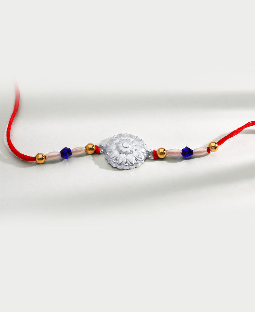 Moonlit Motif Silver Rakhi Bracelet