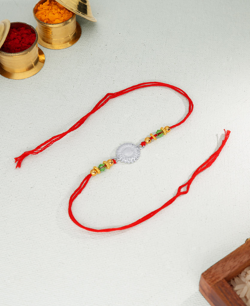 Nakshi Silver Rakhi Bracelet