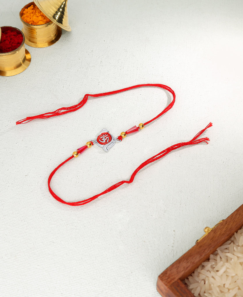 Shankha Om Silver Rakhi Bracelet