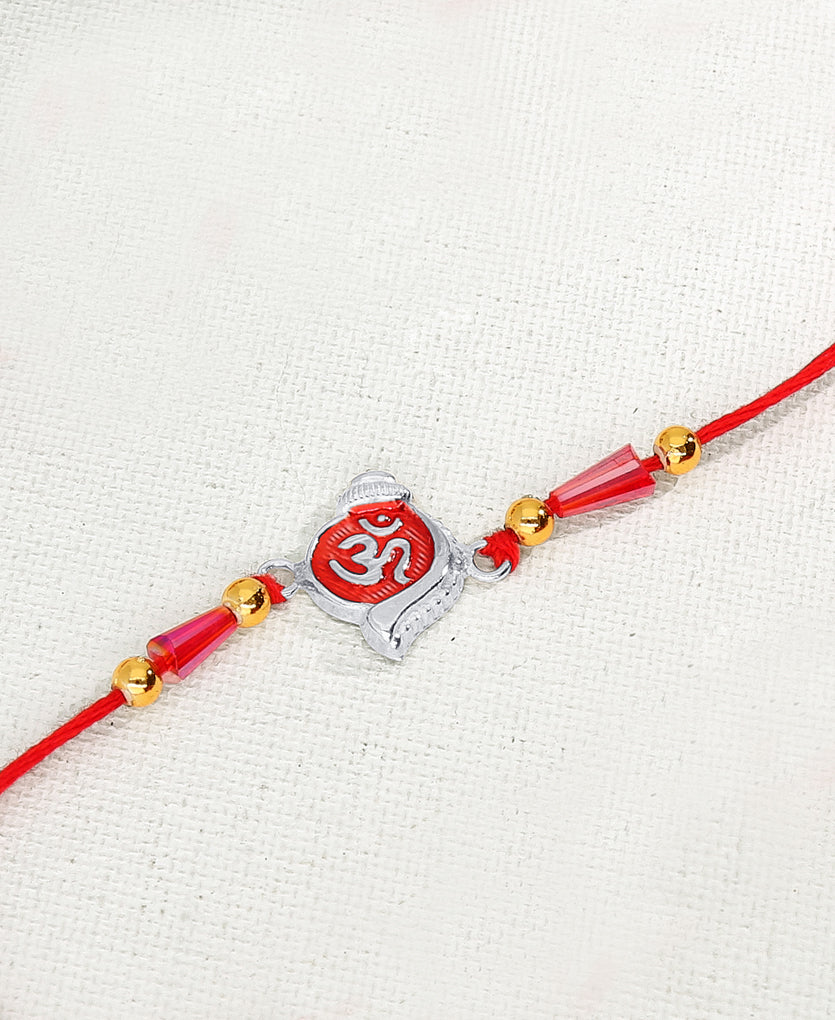 Shankha Om Silver Rakhi Bracelet