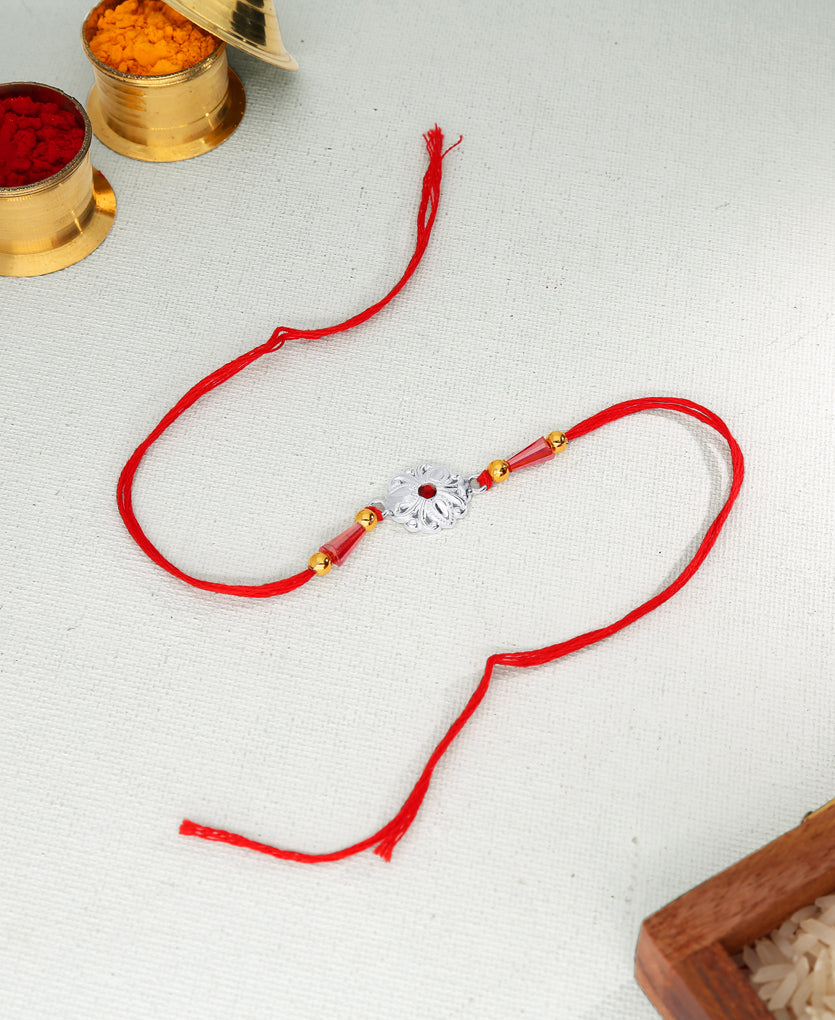 Simple Charm Silver Rakhi Bracelet
