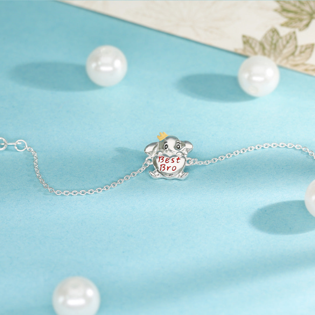 Little Elephant Best Bro Silver Rakhi