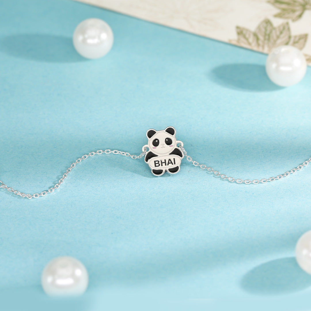 Panda Love Silver Rakhi